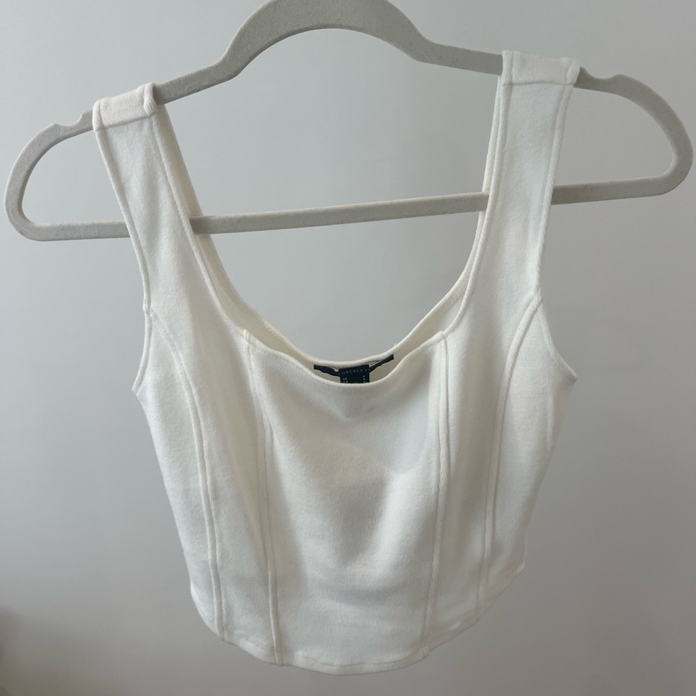 White Forever 21 knit corset top